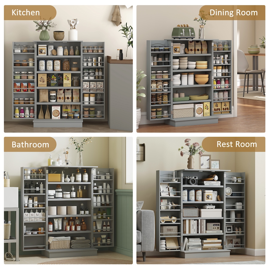 Image 997130_ALTMORE45.jpg, Product 997-130 / Price $124.99 - $139.04, HOMCOM Kitchen Pantry Storage Cabinet w/ 5-tier Shelving Black from HOMCOM on TSC.ca's Home & Garden department
