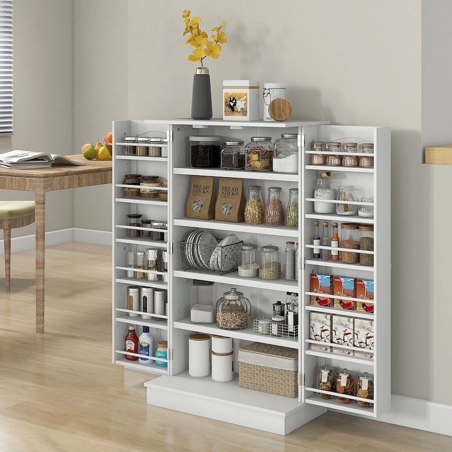 Image 997130_ALTMORE9.jpg, Product 997-130 / Price $124.99 - $139.04, HOMCOM Kitchen Pantry Storage Cabinet w/ 5-tier Shelving Black from HOMCOM on TSC.ca's Home & Garden department