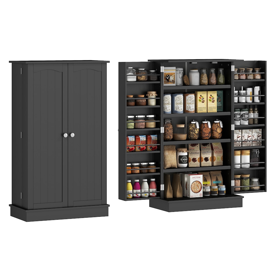 Image 997130_ST01.jpg, Product 997-130 / Price $159.99 - $184.99, HOMCOM Kitchen Pantry Storage Cabinet w/ 5-tier Shelving Black from HOMCOM on TSC.ca's Home & Garden department