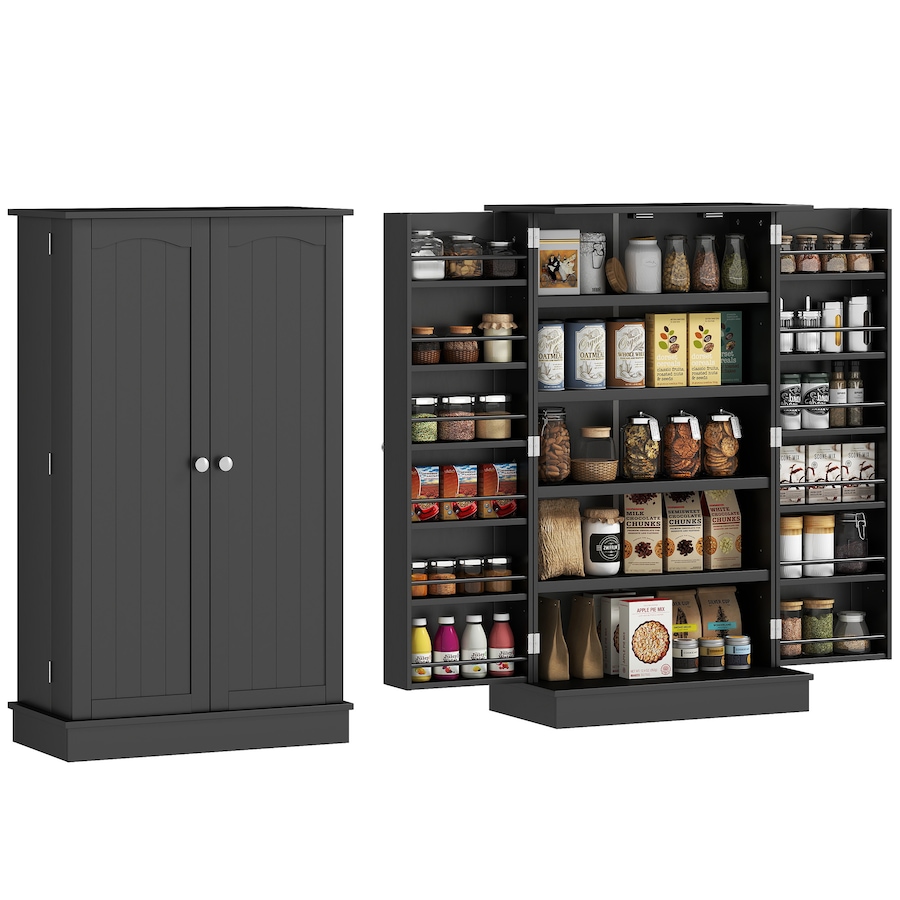 Image 997130_ST01.jpg, Product 997-130 / Price $124.99 - $139.04, HOMCOM Kitchen Pantry Storage Cabinet w/ 5-tier Shelving Black from HOMCOM on TSC.ca's Home & Garden department