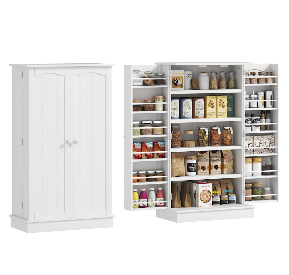 Image 997130_ST02.jpg, Product 997-130 / Price $159.99 - $184.99, HOMCOM Kitchen Pantry Storage Cabinet w/ 5-tier Shelving Black from HOMCOM on TSC.ca's Home & Garden department