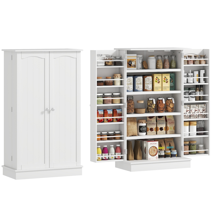 Image 997130_ST02.jpg, Product 997-130 / Price $124.99 - $139.04, HOMCOM Kitchen Pantry Storage Cabinet w/ 5-tier Shelving Black from HOMCOM on TSC.ca's Home & Garden department