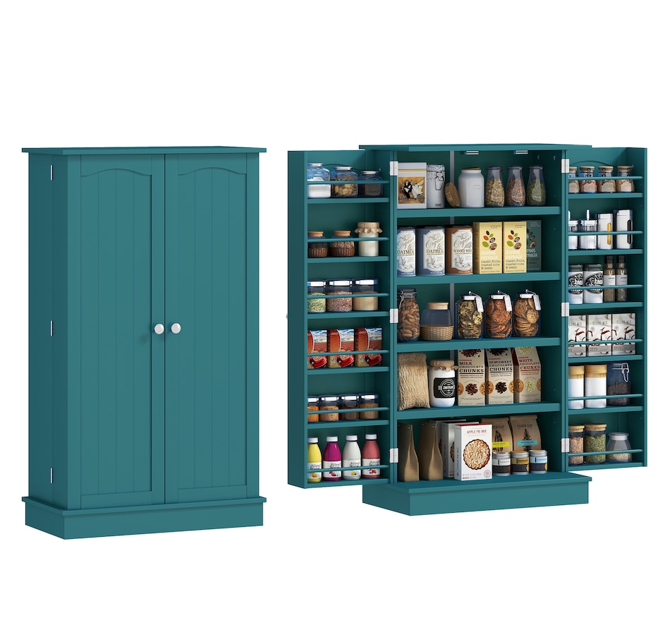 Image 997130_ST03.jpg, Product 997-130 / Price $159.99 - $184.99, HOMCOM Kitchen Pantry Storage Cabinet w/ 5-tier Shelving Black from HOMCOM on TSC.ca's Home & Garden department