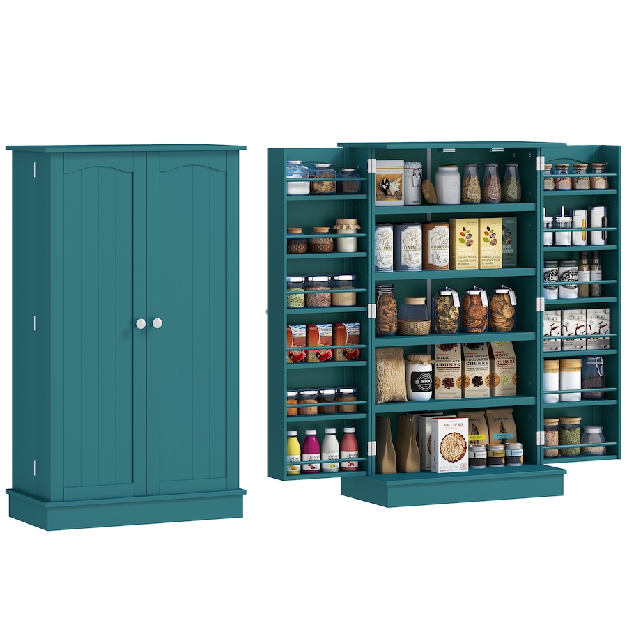 Image 997130_ST03.jpg, Product 997-130 / Price $124.99 - $139.04, HOMCOM Kitchen Pantry Storage Cabinet w/ 5-tier Shelving Black from HOMCOM on TSC.ca's Home & Garden department
