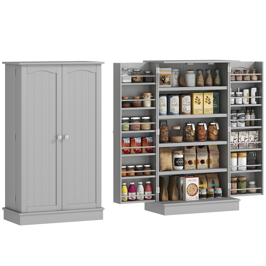 Image 997130_ST04.jpg, Product 997-130 / Price $124.99 - $139.04, HOMCOM Kitchen Pantry Storage Cabinet w/ 5-tier Shelving Black from HOMCOM on TSC.ca's Home & Garden department