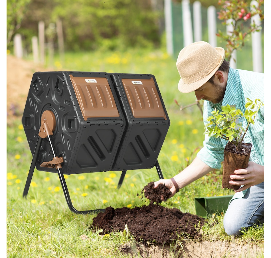 Image 997132_ALTMORE1.jpg, Product 997-132 / Price $89.99, Outsunny 34.5 Gallon Dual Chamber Compost Bin from Outsunny on TSC.ca's Home & Garden department