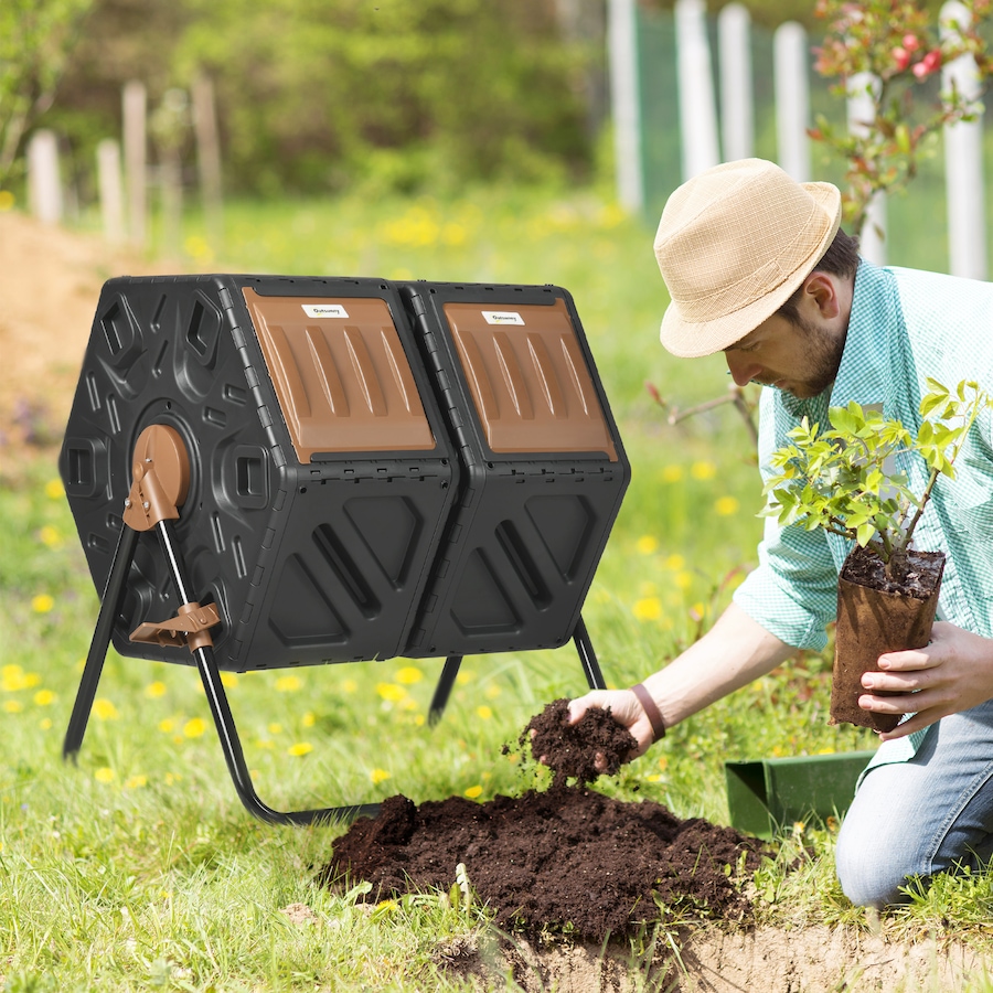 Image 997132_ALTMORE10.jpg, Product 997-132 / Price $92.99, Outsunny Dual Chamber Compost Bin, Rotating Composter from Outsunny on TSC.ca's Home & Garden department