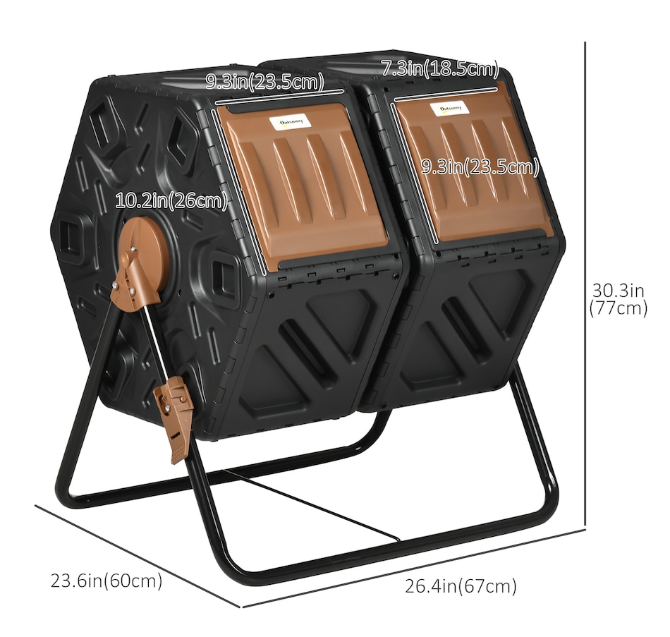 Image 997132_ALTMORE2.jpg, Product 997-132 / Price $89.99, Outsunny 34.5 Gallon Dual Chamber Compost Bin from Outsunny on TSC.ca's Home & Garden department