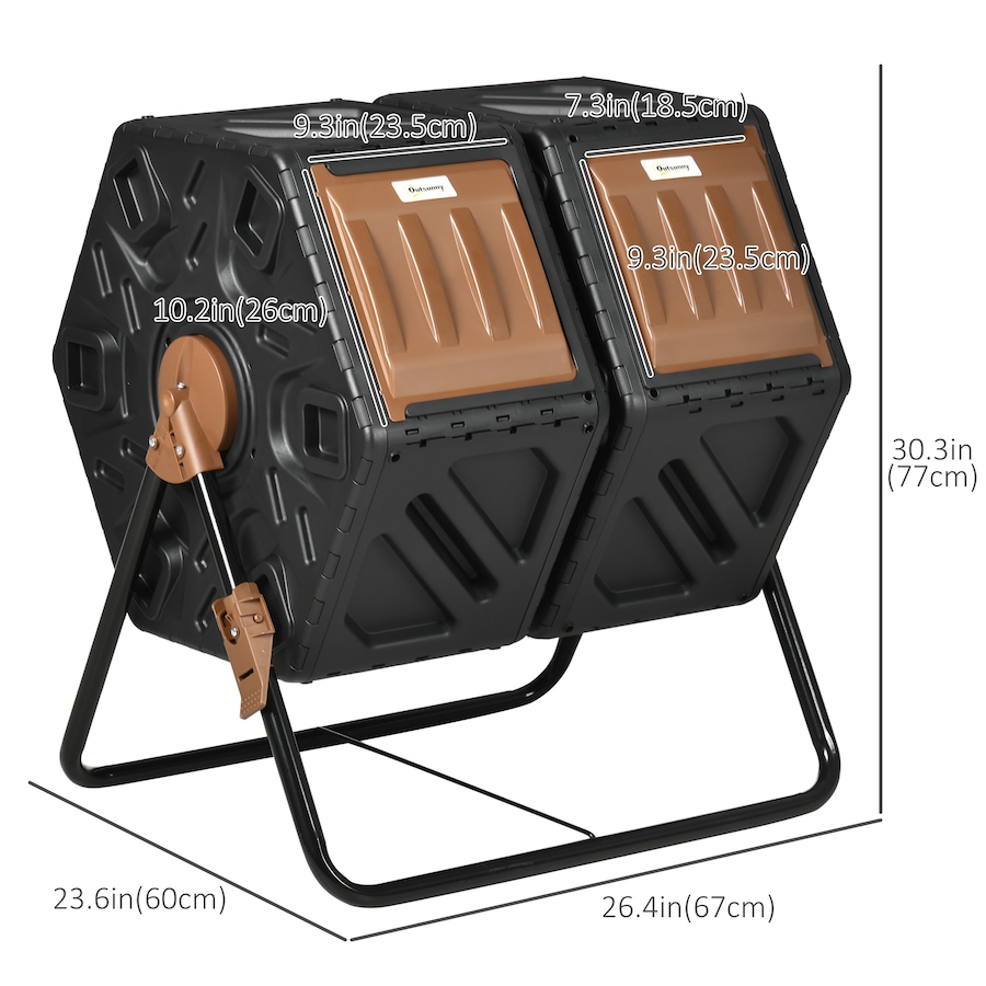 Image 997132_ALTMORE2.jpg, Product 997-132 / Price $89.99, Outsunny 34.5 Gallon Dual Chamber Compost Bin from Outsunny on TSC.ca's Home & Garden department