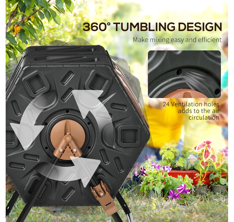 Image 997132_ALTMORE4.jpg, Product 997-132 / Price $89.99, Outsunny 34.5 Gallon Dual Chamber Compost Bin from Outsunny on TSC.ca's Home & Garden department