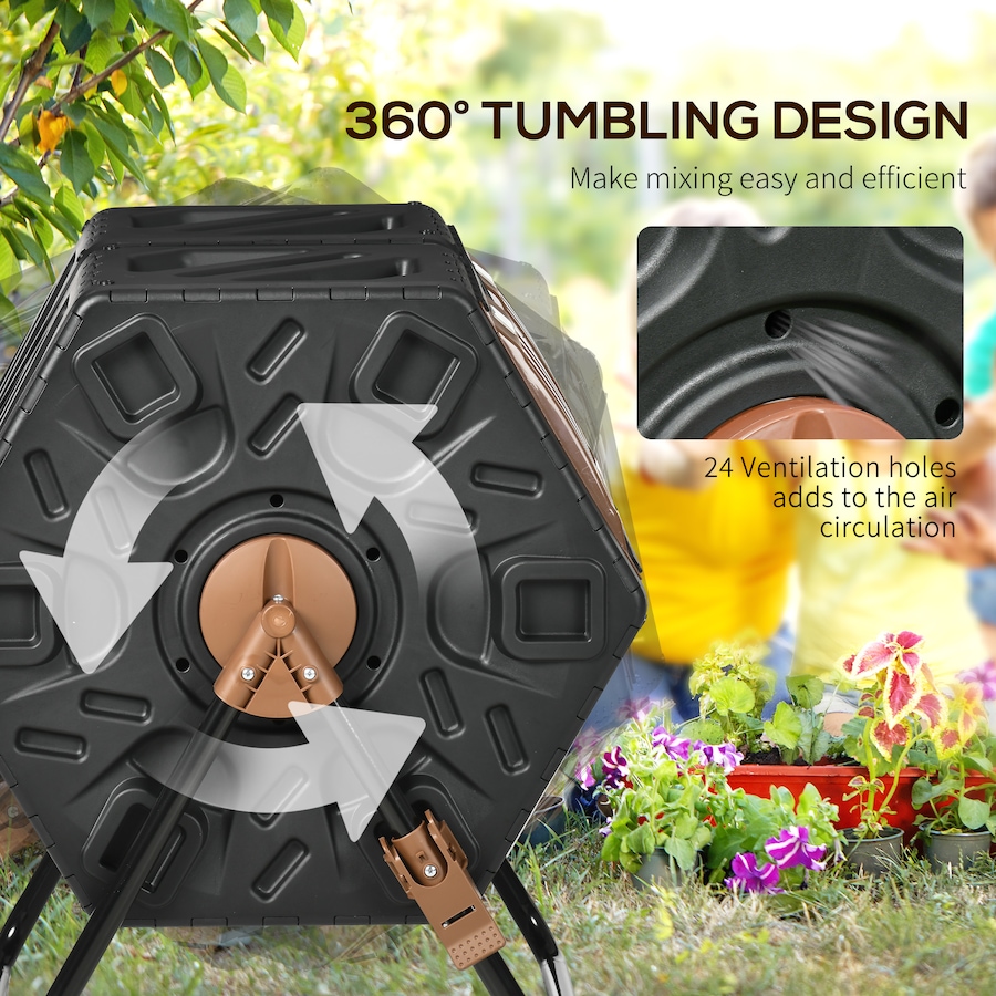 Image 997132_ALTMORE4.jpg, Product 997-132 / Price $89.99, Outsunny 34.5 Gallon Dual Chamber Compost Bin from Outsunny on TSC.ca's Home & Garden department