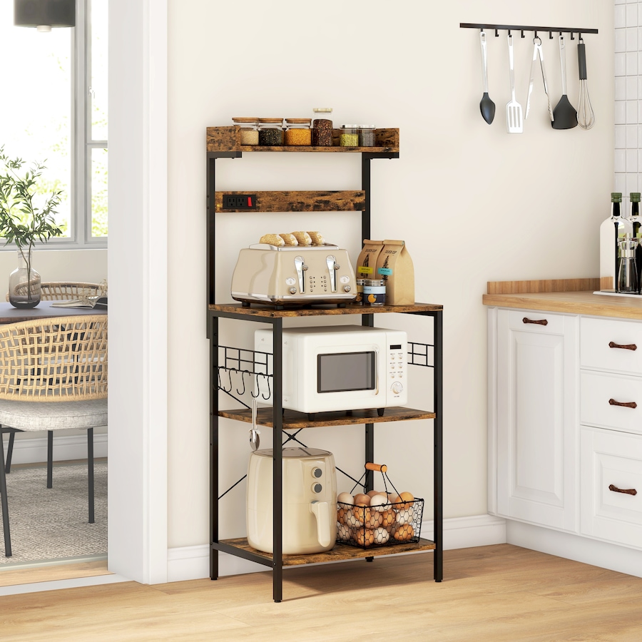 Image 997133_ALTMORE1.jpg, Product 997-133 / Price $90.23, HOMCOM Kitchen Bakers Rack with Power Outlet, Adjustable Shelves and Hooks from HOMCOM on TSC.ca's Home & Garden department