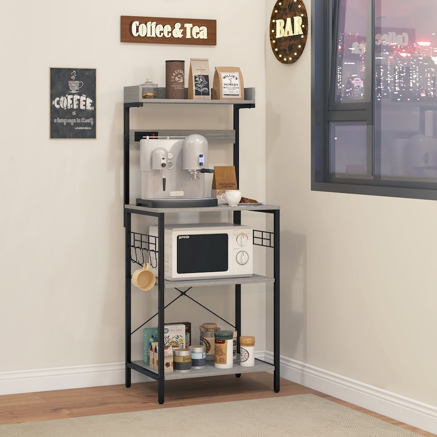 Image 997133_ALTMORE15.jpg, Product 997-133 / Price $90.23, HOMCOM Kitchen Bakers Rack with Power Outlet, Adjustable Shelves and Hooks from HOMCOM on TSC.ca's Home & Garden department