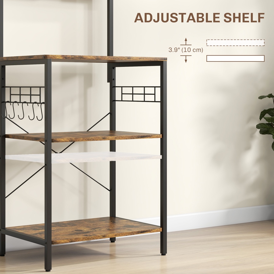 Image 997133_ALTMORE4.jpg, Product 997-133 / Price $90.23, HOMCOM Kitchen Bakers Rack with Power Outlet, Adjustable Shelves and Hooks from HOMCOM on TSC.ca's Home & Garden department