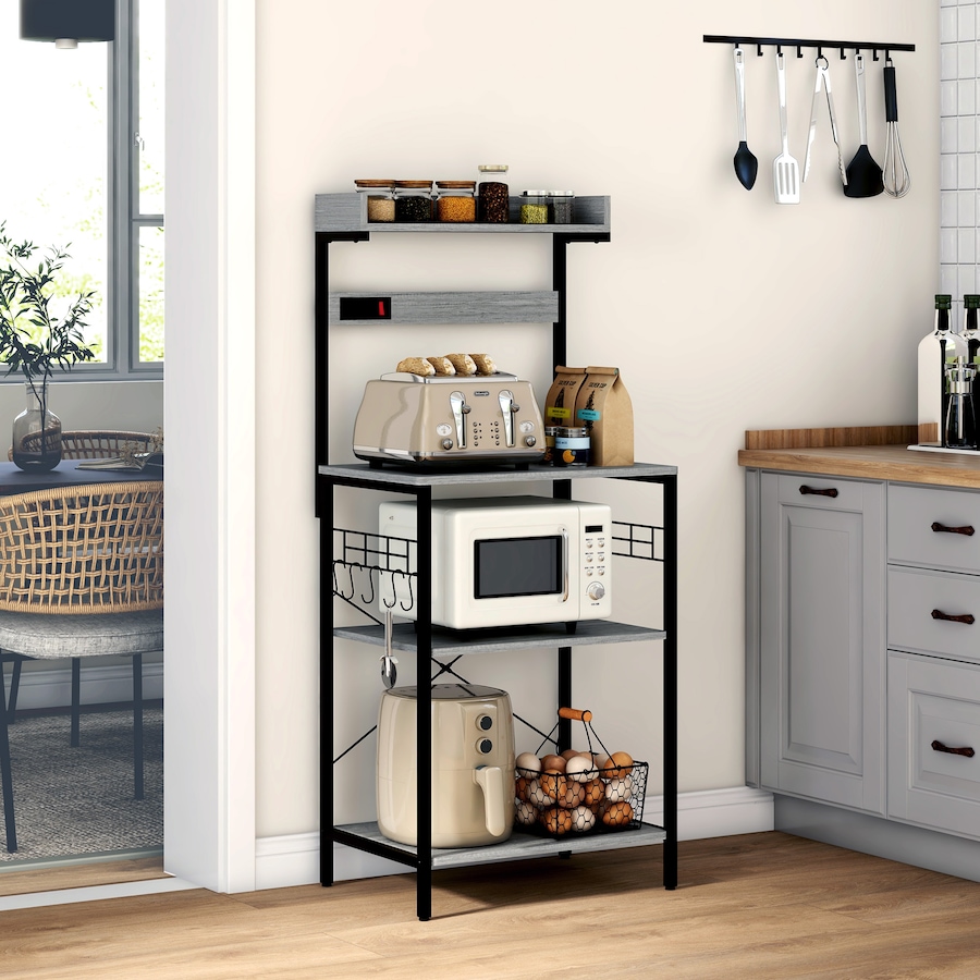 Image 997133_ALTMORE9.jpg, Product 997-133 / Price $90.23, HOMCOM Kitchen Bakers Rack with Power Outlet, Adjustable Shelves and Hooks from HOMCOM on TSC.ca's Home & Garden department
