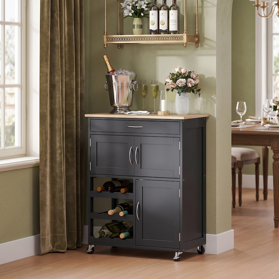 Image 997136_ALTMORE19.jpg, Product 997-136 / Price $129.99, HOMCOM Kitchen Island on Wheels with Drawer, 9-bottle Wine Rack from HOMCOM on TSC.ca's Home & Garden department