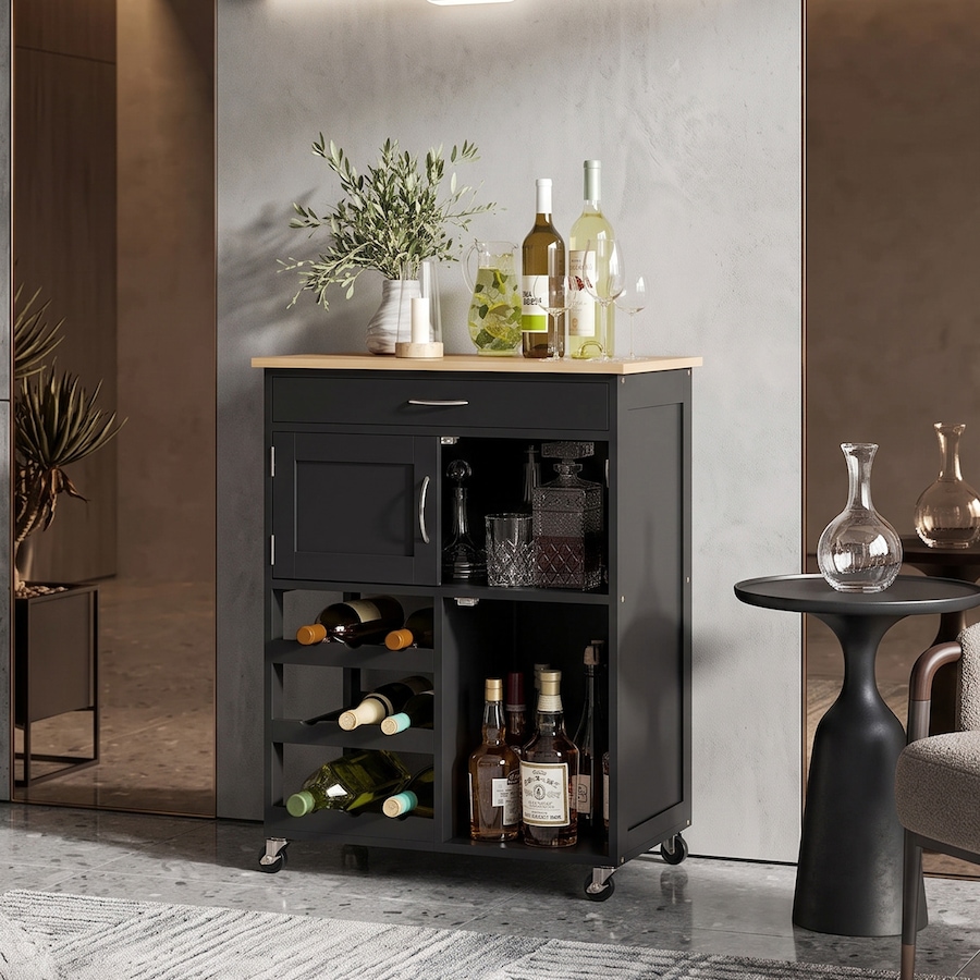Image 997136_ALTMORE20.jpg, Product 997-136 / Price $129.99, HOMCOM Kitchen Island on Wheels with Drawer, 9-bottle Wine Rack from HOMCOM on TSC.ca's Home & Garden department