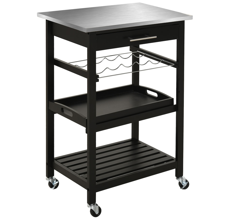 Image 997139.jpg, Product 997-139 / Price $124.99, HOMCOM Stainless Steel Top Kitchen Cart W/ Wine Rack from HOMCOM on TSC.ca's Home & Garden department