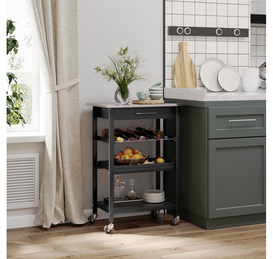 Image 997139_ALTMORE1.jpg, Product 997-139 / Price $124.99, HOMCOM Stainless Steel Top Kitchen Cart W/ Wine Rack from HOMCOM on TSC.ca's Home & Garden department