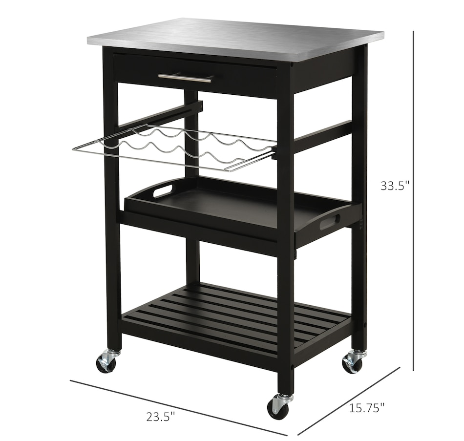 Image 997139_ALTMORE2.jpg, Product 997-139 / Price $124.99, HOMCOM Stainless Steel Top Kitchen Cart W/ Wine Rack from HOMCOM on TSC.ca's Home & Garden department