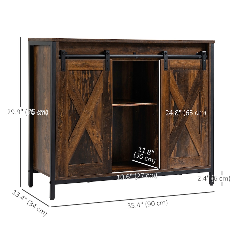 Image 997142_ALTMORE10.jpg, Product 997-142 / Price $189.99, HOMCOM Industrial Sideboard Buffet Cabinet with Barn Doors Rustic Brown from HOMCOM on TSC.ca's Home & Garden department
