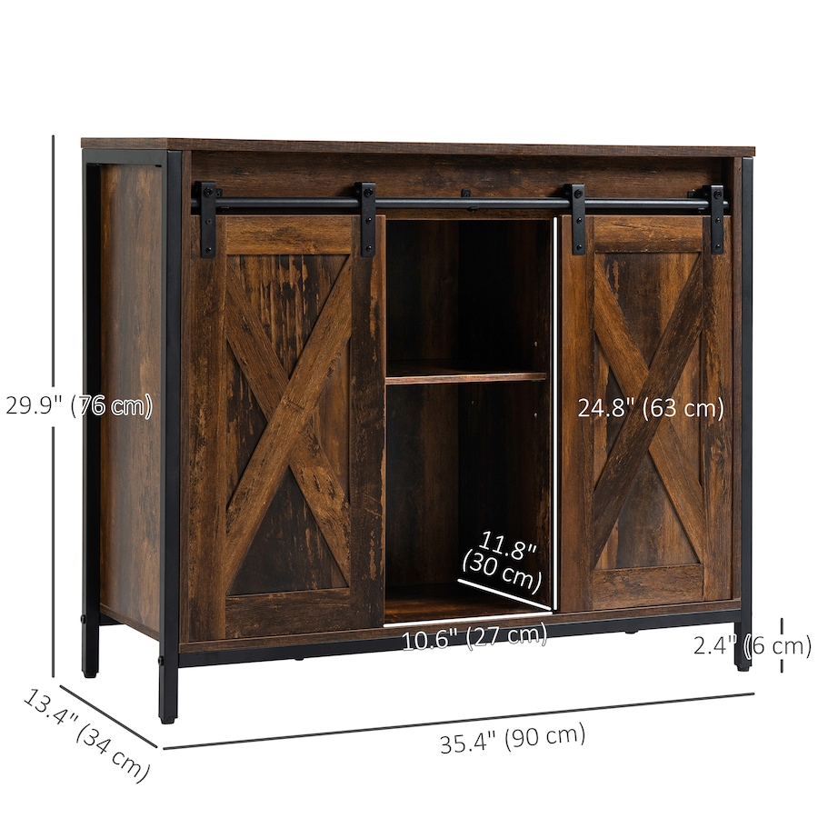 Image 997142_ALTMORE10.jpg, Product 997-142 / Price $189.99, HOMCOM Industrial Sideboard Buffet Cabinet with Barn Doors Rustic Brown from HOMCOM on TSC.ca's Home & Garden department