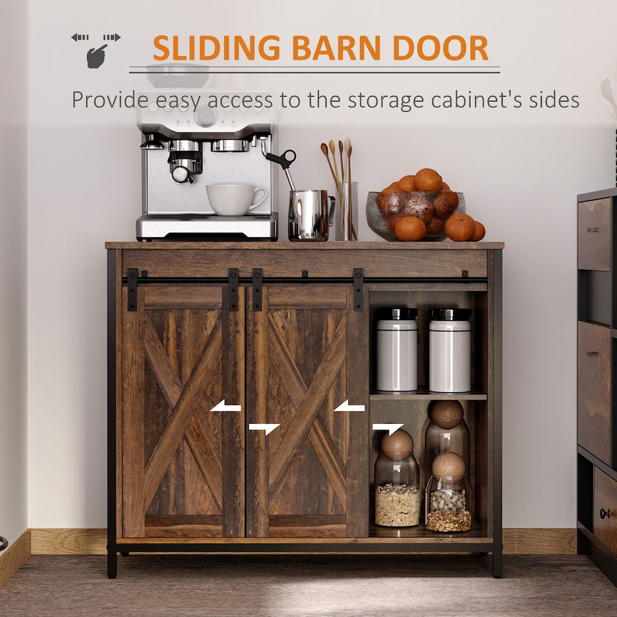 Image 997142_ALTMORE4.jpg, Product 997-142 / Price $189.99, HOMCOM Industrial Sideboard Buffet Cabinet with Barn Doors Rustic Brown from HOMCOM on TSC.ca's Home & Garden department