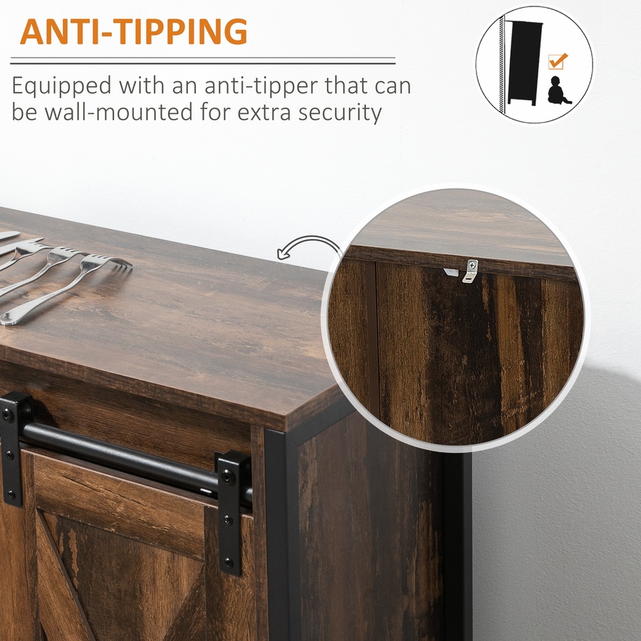 Image 997142_ALTMORE6.jpg, Product 997-142 / Price $189.99, HOMCOM Industrial Sideboard Buffet Cabinet with Barn Doors Rustic Brown from HOMCOM on TSC.ca's Home & Garden department