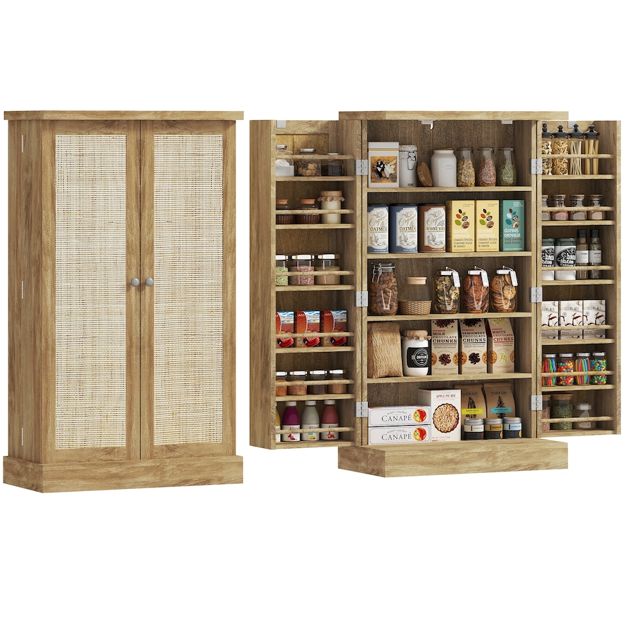 Image 997144.jpg, Product 997-144 / Price $164.99, HOMCOM 41" Rattan Kitchen Pantry Storage Cabinet with Spice Racks Natural from HOMCOM on TSC.ca's Home & Garden department