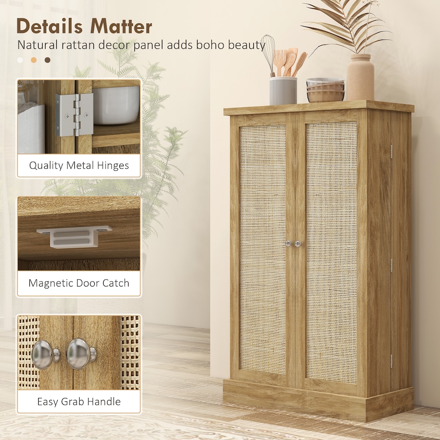Image 997144_ALTMORE10.jpg, Product 997-144 / Price $164.99, HOMCOM 41" Rattan Kitchen Pantry Storage Cabinet with Spice Racks Natural from HOMCOM on TSC.ca's Home & Garden department