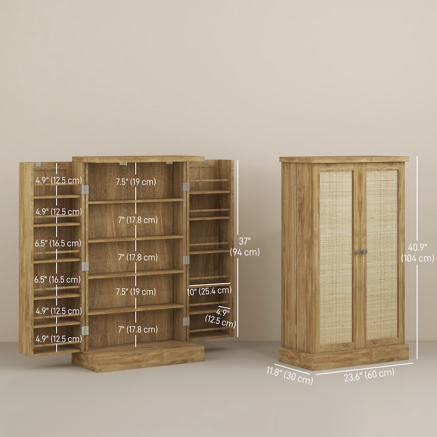 Image 997144_ALTMORE2.jpg, Product 997-144 / Price $164.99, HOMCOM 41" Rattan Kitchen Pantry Storage Cabinet with Spice Racks Natural from HOMCOM on TSC.ca's Home & Garden department