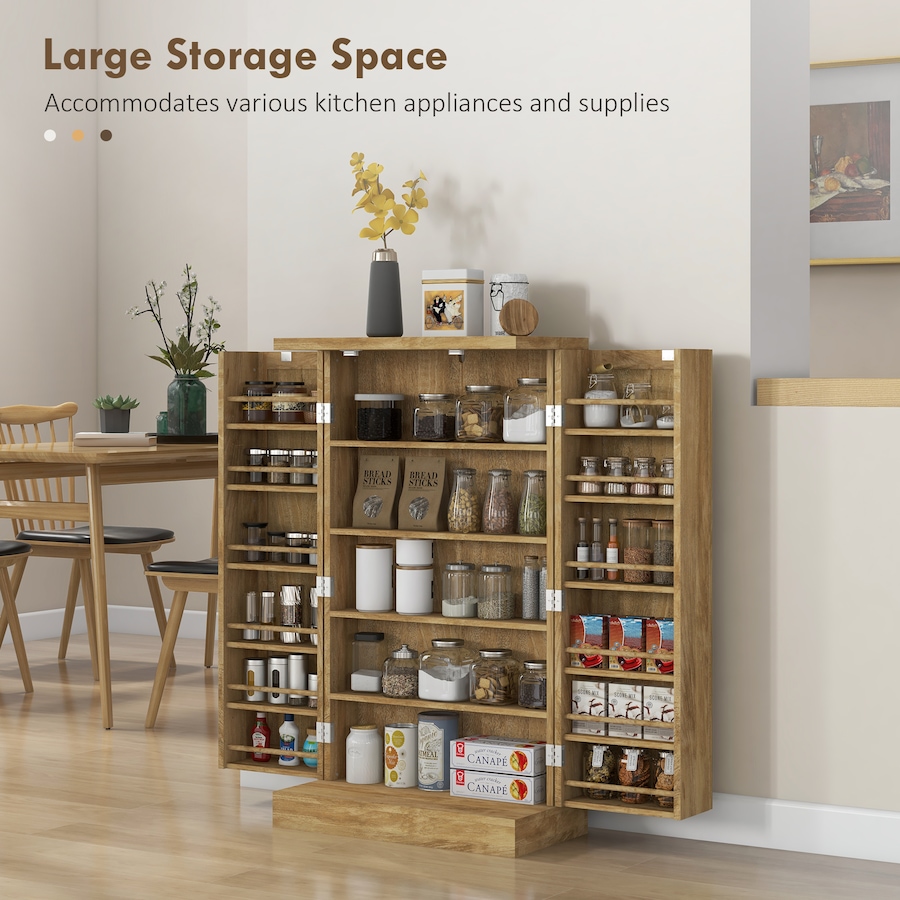Image 997144_ALTMORE3.jpg, Product 997-144 / Price $164.99, HOMCOM 41" Rattan Kitchen Pantry Storage Cabinet with Spice Racks Natural from HOMCOM on TSC.ca's Home & Garden department