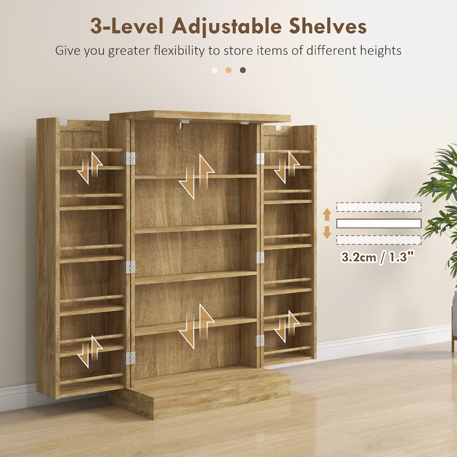 Image 997144_ALTMORE5.jpg, Product 997-144 / Price $164.99, HOMCOM 41" Rattan Kitchen Pantry Storage Cabinet with Spice Racks Natural from HOMCOM on TSC.ca's Home & Garden department