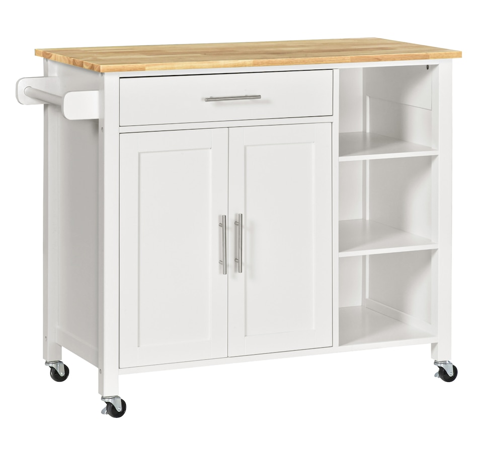 Image 997146.jpg, Product 997-146 / Price $259.99, HOMCOM Wooden Rolling Kitchen Island on Wheels with Drawer for Dining Room from HOMCOM on TSC.ca's Home & Garden department