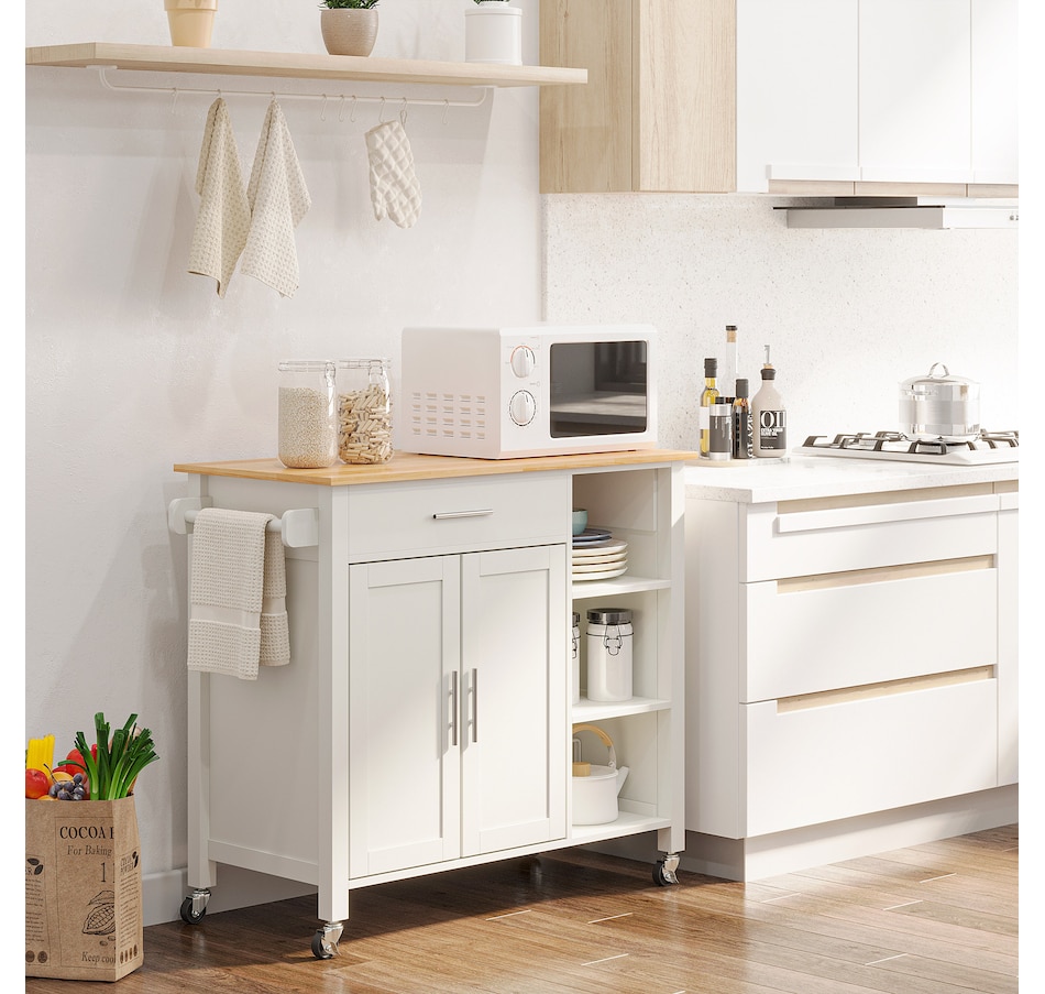 Image 997146_ALTMORE1.jpg, Product 997-146 / Price $259.99, HOMCOM Wooden Rolling Kitchen Island on Wheels with Drawer for Dining Room from HOMCOM on TSC.ca's Home & Garden department