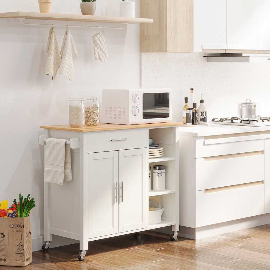 Image 997146_ALTMORE1.jpg, Product 997-146 / Price $264.99, HOMCOM Wooden Rolling Kitchen Island on Wheels with Drawer for Dining Room from HOMCOM on TSC.ca's Home & Garden department