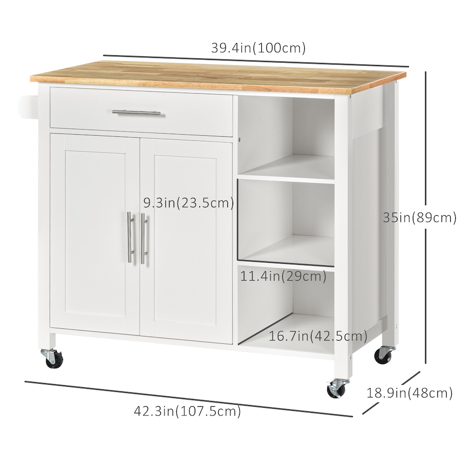 Image 997146_ALTMORE2.jpg, Product 997-146 / Price $264.99, HOMCOM Wooden Rolling Kitchen Island on Wheels with Drawer for Dining Room from HOMCOM on TSC.ca's Home & Garden department
