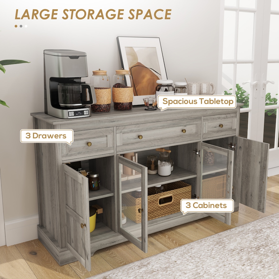 Image 997148_ALTMORE3.jpg, Product 997-148 / Price $254.99, HOMCOM Sideboard Buffet Cabinet, Coffee Bar Cabinet, Weathered Grey Oak from HOMCOM on TSC.ca's Home & Garden department