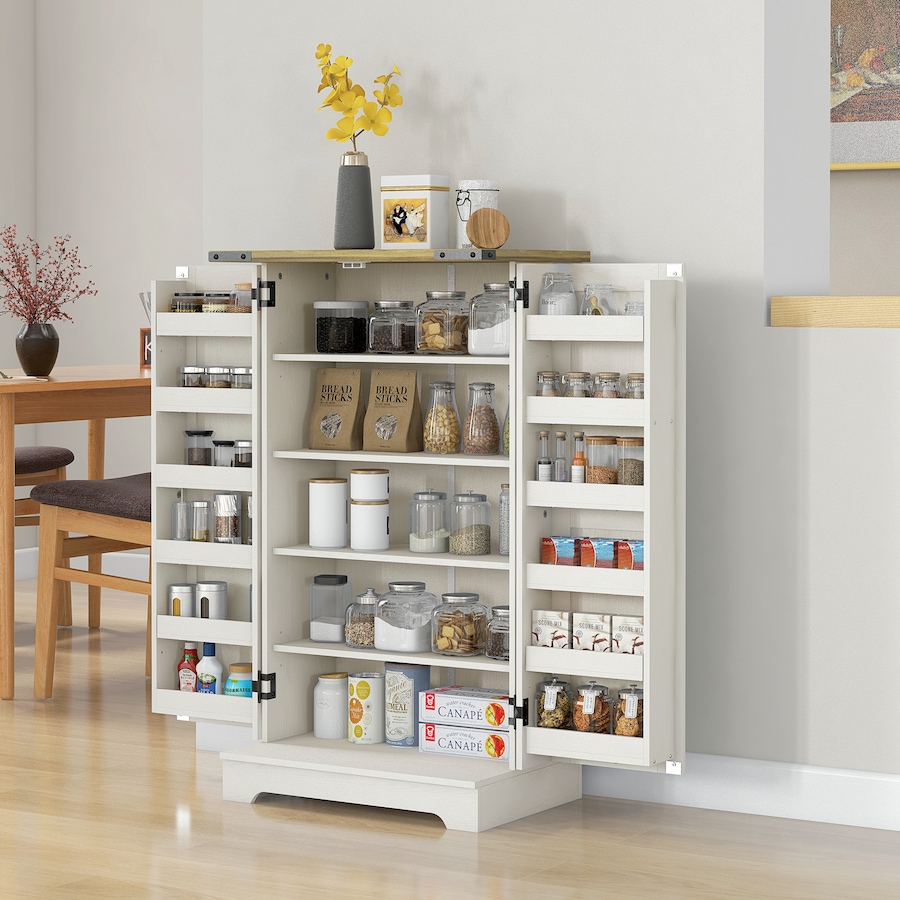 Image 997151_ALTMORE10.jpg, Product 997-151 / Price $149.99, HOMCOM Kitchen Pantry Storage Cabinet with Adjustable Shelves Cream White from HOMCOM on TSC.ca's Home & Garden department