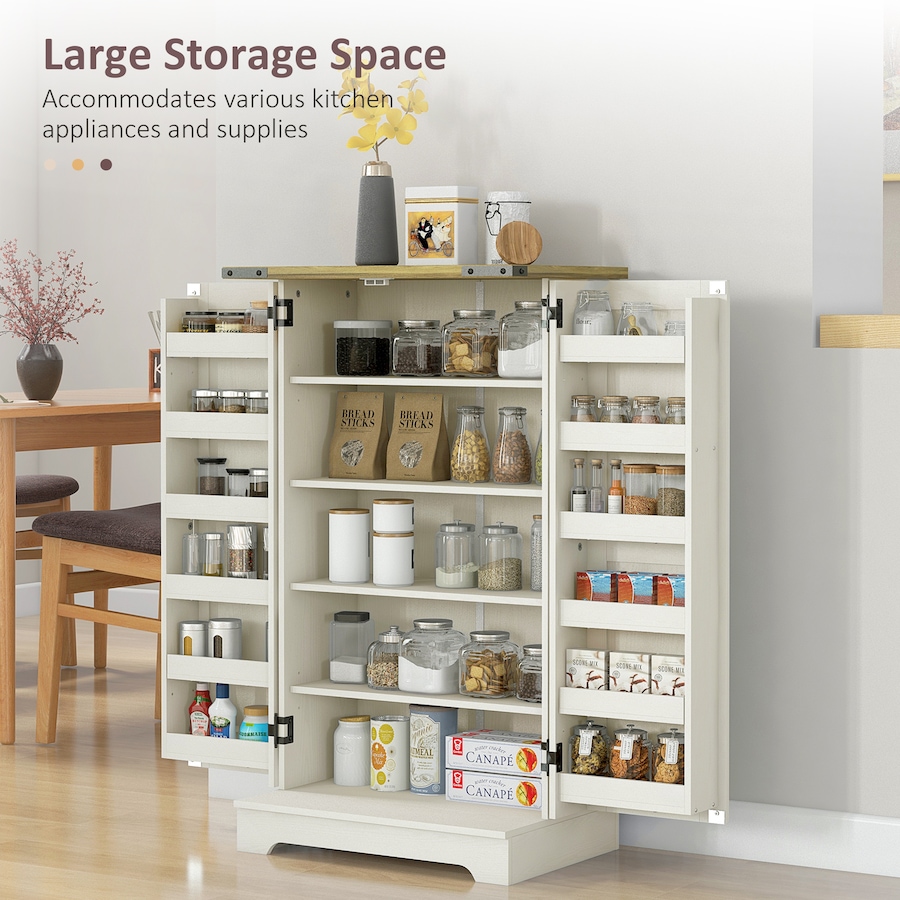 Image 997151_ALTMORE12.jpg, Product 997-151 / Price $149.99, HOMCOM Kitchen Pantry Storage Cabinet with Adjustable Shelves Cream White from HOMCOM on TSC.ca's Home & Garden department