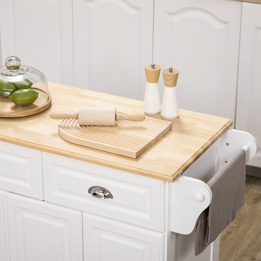 Image 997155_ALTMORE6.jpg, Product 997-155 / Price $219.99, HOMCOM Kitchen Island with Rubber Wood Top Rolling Kitchen Serving Cart from HOMCOM on TSC.ca's Home & Garden department