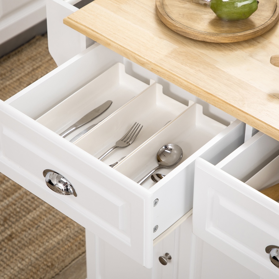Image 997155_ALTMORE8.jpg, Product 997-155 / Price $219.99, HOMCOM Kitchen Island with Rubber Wood Top Rolling Kitchen Serving Cart from HOMCOM on TSC.ca's Home & Garden department