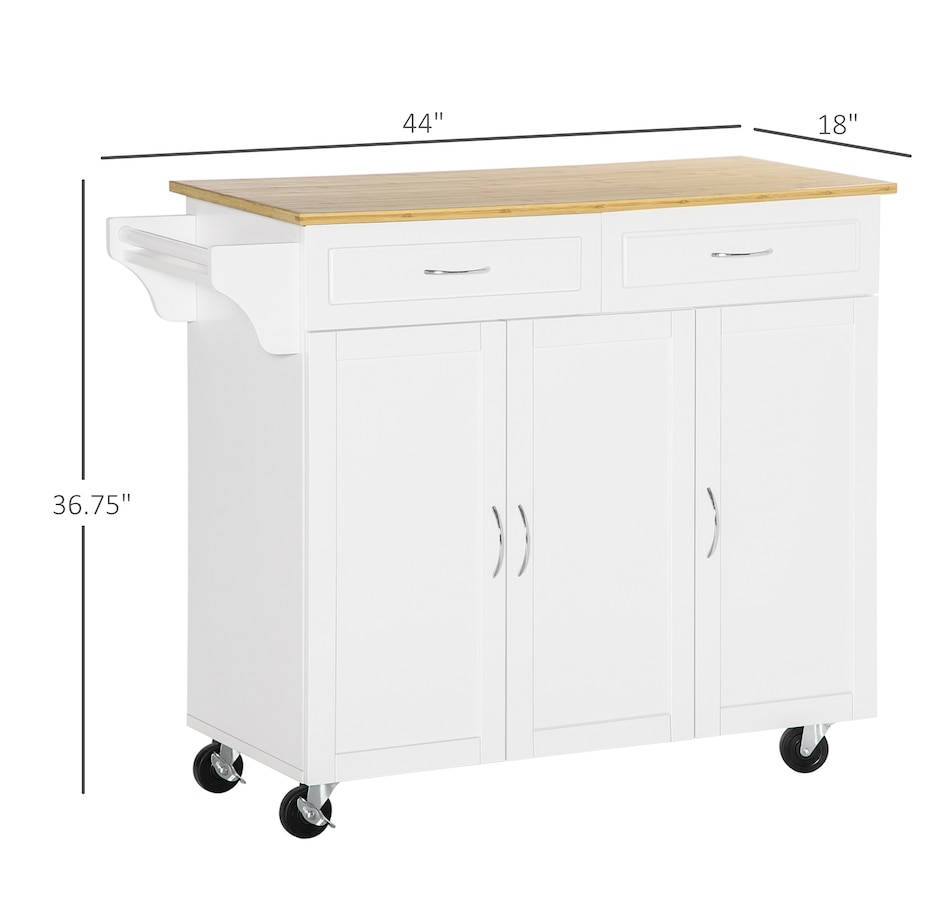 Image 997156_ALTMORE2.jpg, Product 997-156 / Price $240.99, HOMCOM Rolling Kitchen Island on Wheels with Bamboo Countertop Drawers from HOMCOM on TSC.ca's Home & Garden department