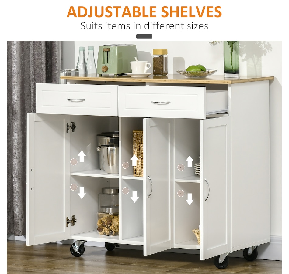 Image 997156_ALTMORE4.jpg, Product 997-156 / Price $240.99, HOMCOM Rolling Kitchen Island on Wheels with Bamboo Countertop Drawers from HOMCOM on TSC.ca's Home & Garden department