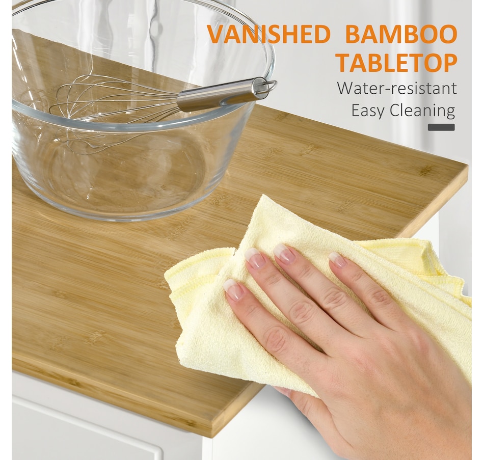 Image 997156_ALTMORE6.jpg, Product 997-156 / Price $240.99, HOMCOM Rolling Kitchen Island on Wheels with Bamboo Countertop Drawers from HOMCOM on TSC.ca's Home & Garden department