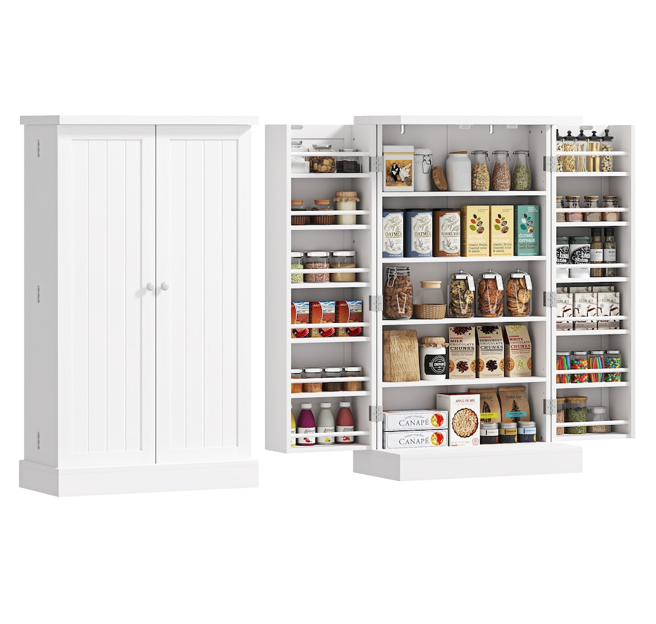 Image 997163.jpg, Product 997-163 / Price $159.99, HOMCOM 41" Kitchen Pantry with 12 Spice Racks and Adjustable Shelves White from HOMCOM on TSC.ca's Home & Garden department