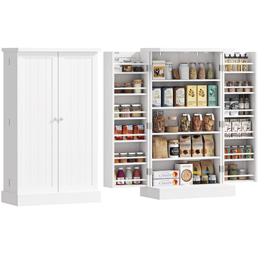 Image 997163.jpg, Product 997-163 / Price $139.99, HOMCOM 41" Kitchen Pantry with 12 Spice Racks and Adjustable Shelves White from HOMCOM on TSC.ca's Home & Garden department