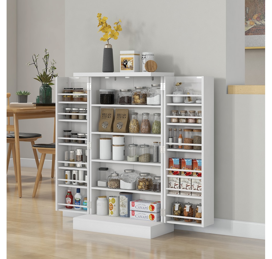 Image 997163_ALTMORE1.jpg, Product 997-163 / Price $159.99, HOMCOM 41" Kitchen Pantry with 12 Spice Racks and Adjustable Shelves White from HOMCOM on TSC.ca's Home & Garden department
