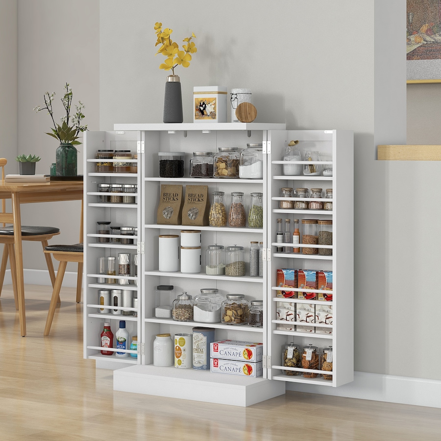 Image 997163_ALTMORE1.jpg, Product 997-163 / Price $139.99, HOMCOM 41" Kitchen Pantry with 12 Spice Racks and Adjustable Shelves White from HOMCOM on TSC.ca's Home & Garden department