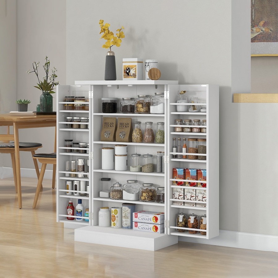 Image 997163_ALTMORE10.jpg, Product 997-163 / Price $137.20, HOMCOM 41" Kitchen Pantry with 12 Spice Racks and Adjustable Shelves White from HOMCOM on TSC.ca's Home & Garden department
